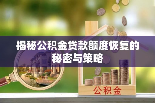 杨陵揭秘公积金贷款额度恢复的秘密与策略